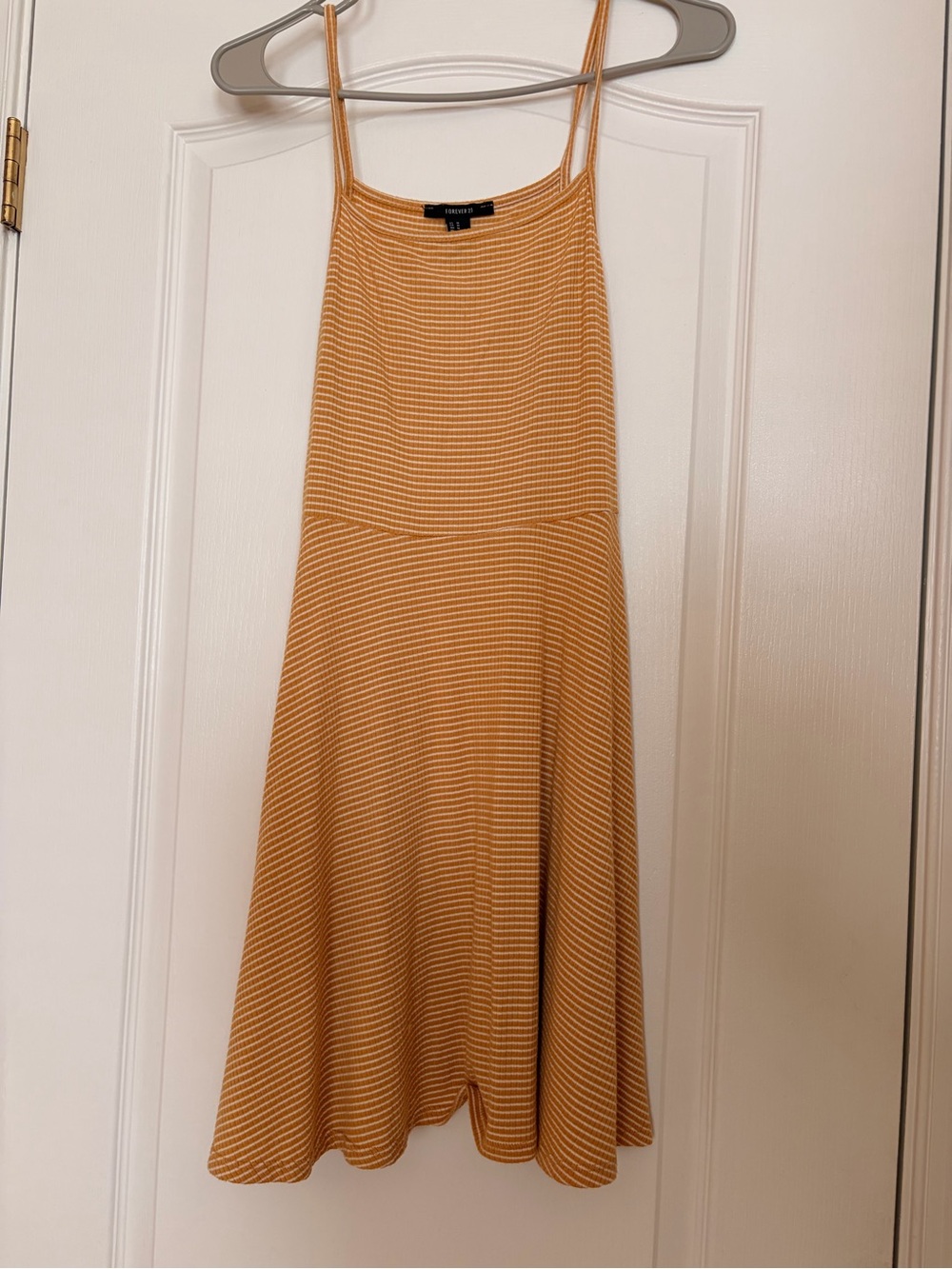 Forever 21 Orange & White Striped Spaghetti Strap Dress